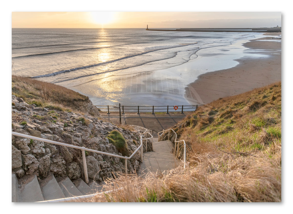 Cat and Dog Steps at Roker Beach in Sunderland shown as a canvas print.