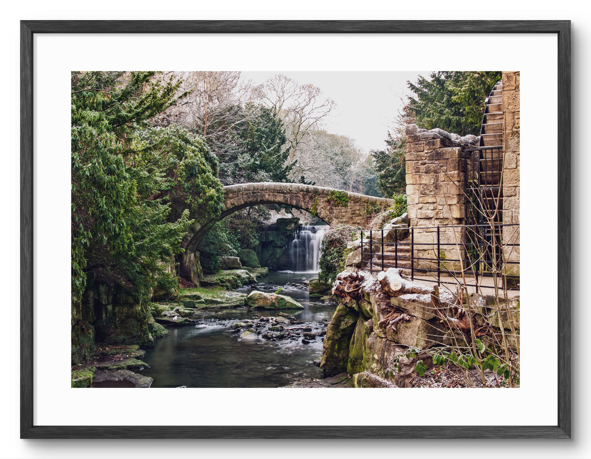 Jesmond Dene Waterfall - Jesmond - Newcastle shown as a framed photographic print.
