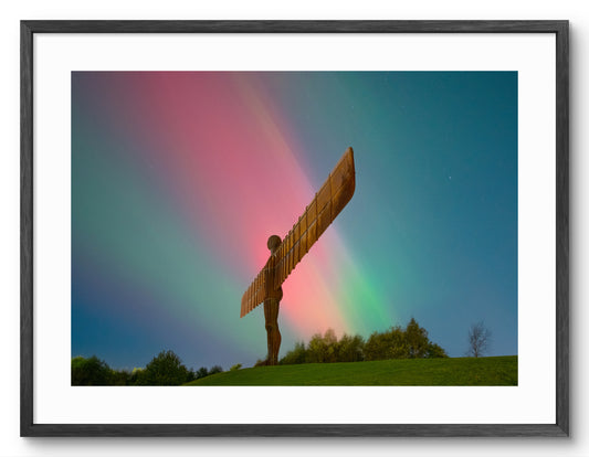 The Angel of the North Aurora - Northern Lights - Gateshead shown as a framed photographic print.