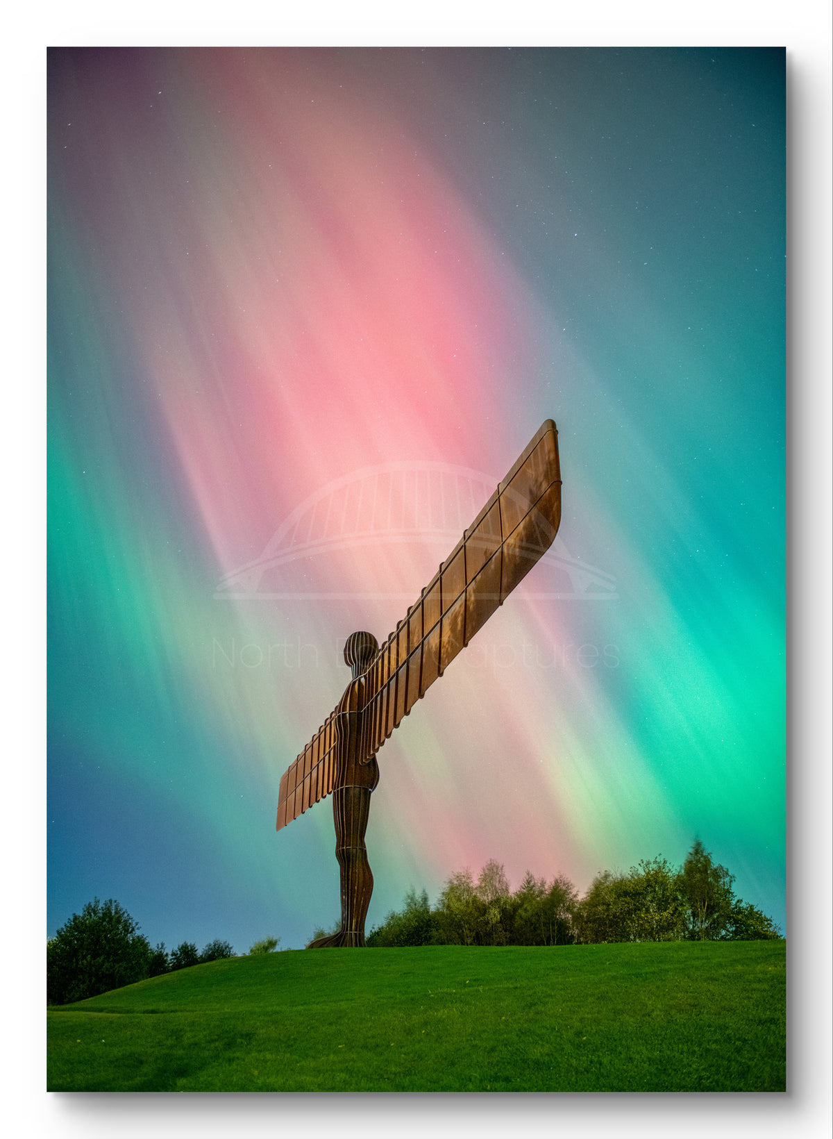 The Angel of the North Northern Lights - Aurora Borealis - Gateshead shown as a canvas print.