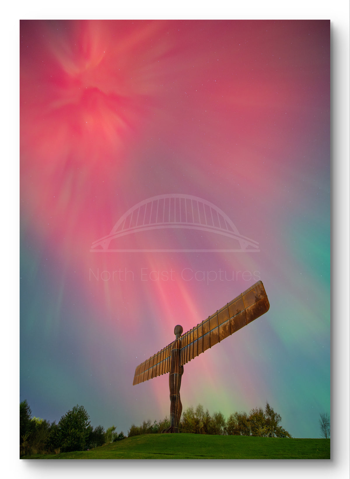 The Angel of the North - Northern Lights - Aurora Borealis - North East England shown as a canvas print.
