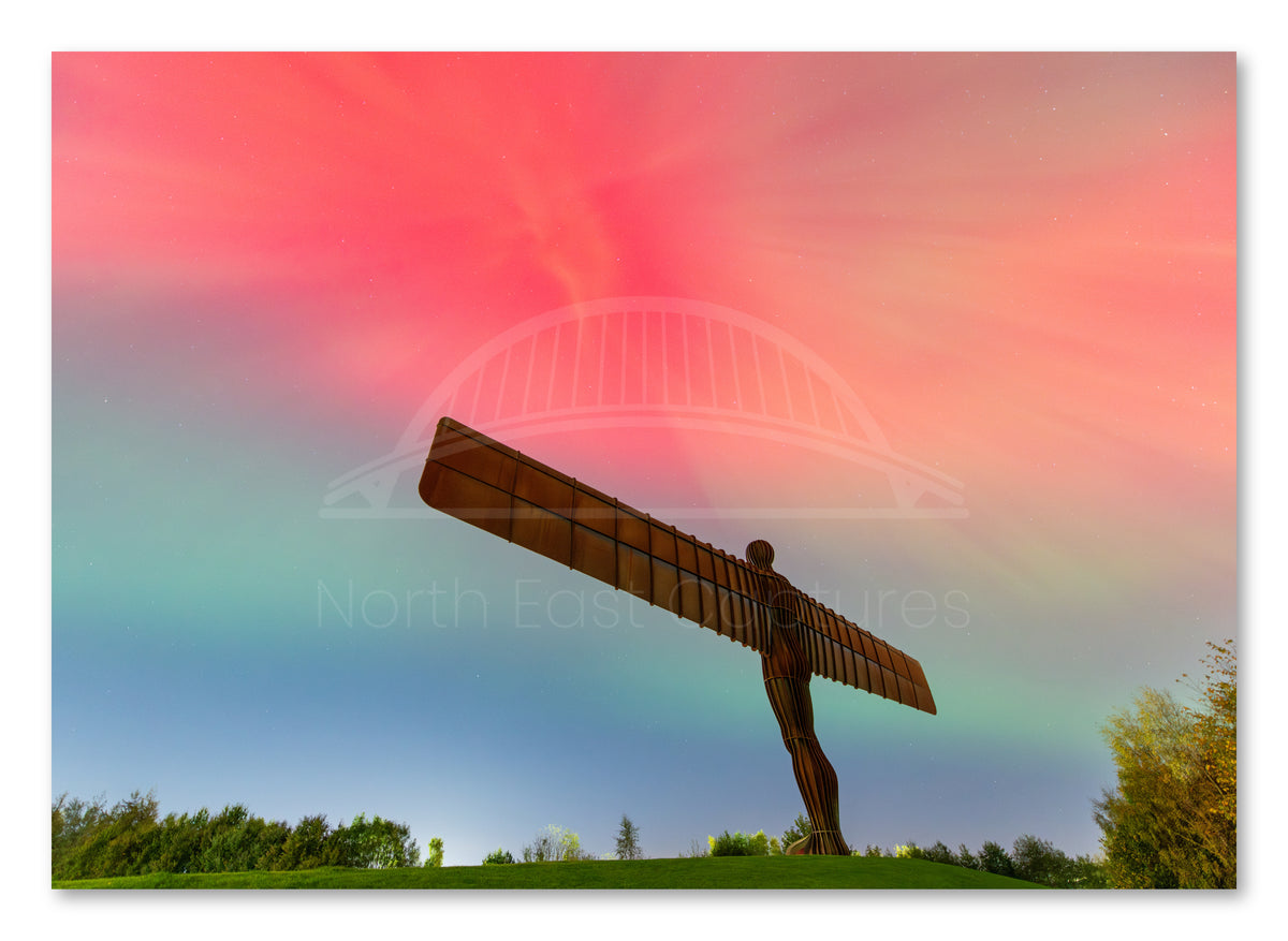 The Angel of the North Gateshead - Northern Lights - Aurora Print shown as a canvas print.