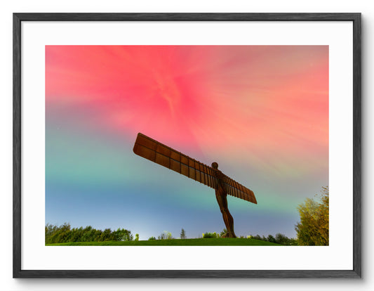 The Angel of the North Gateshead - Northern Lights - Aurora Print shown as a framed photographic print.