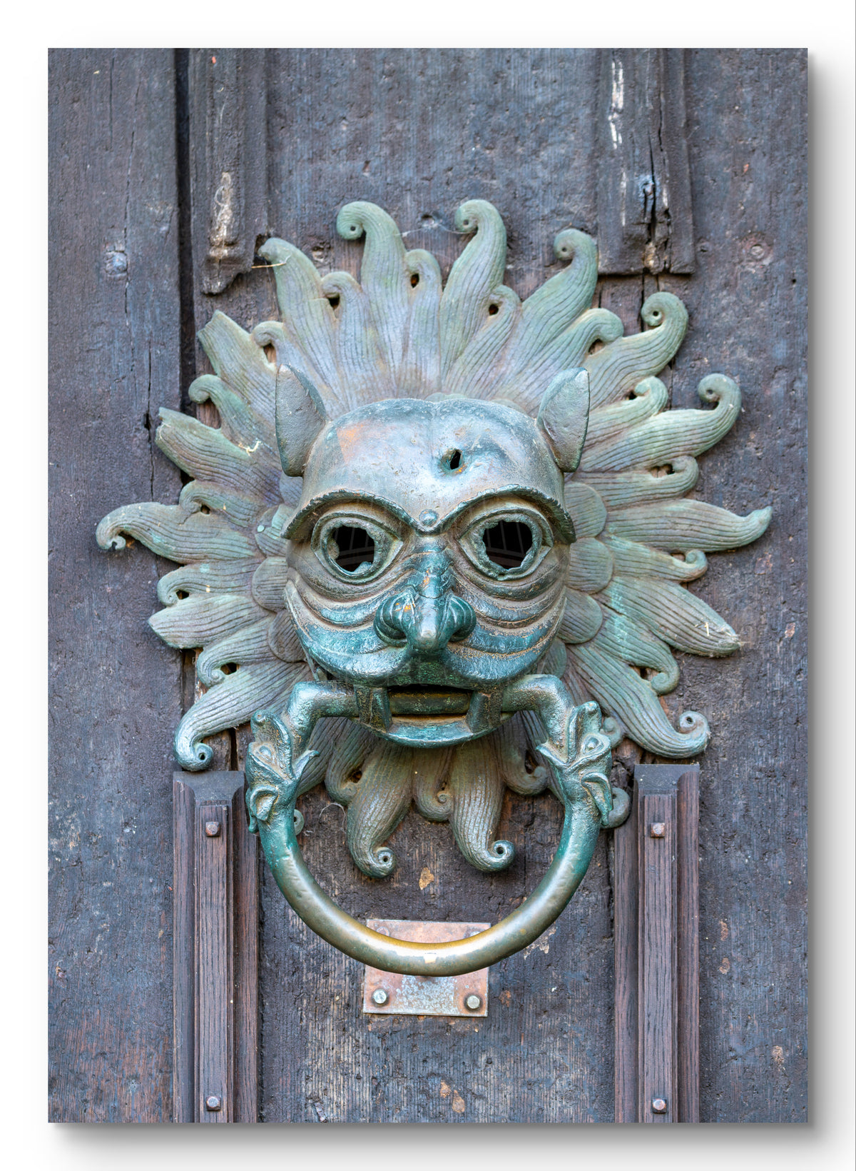 Sanctuary Knocker - Durham Cathedral - North Door shown as a canvas print.