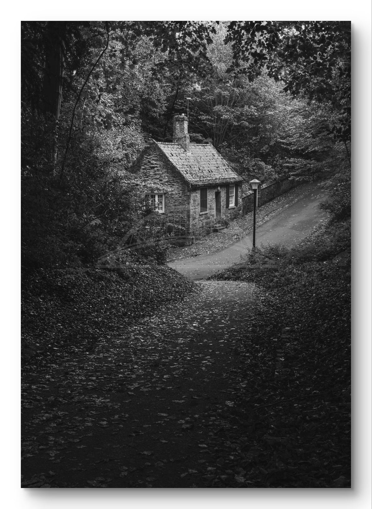 Prebends Cottage Black and White - Durham City - Prebends Bridge shown as a canvas print.