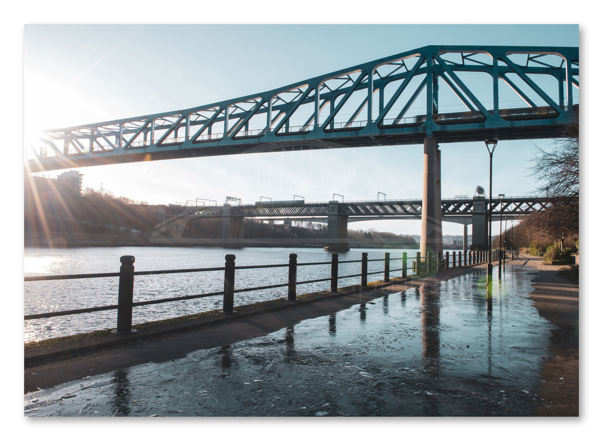 Metro Bridge - Queen Elizabeth Bridge - Newcastle Gateshead shown as a canvas print.