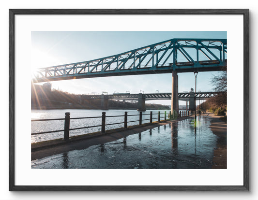 Metro Bridge - Queen Elizabeth Bridge - Newcastle Gateshead shown as a framed photographic print.