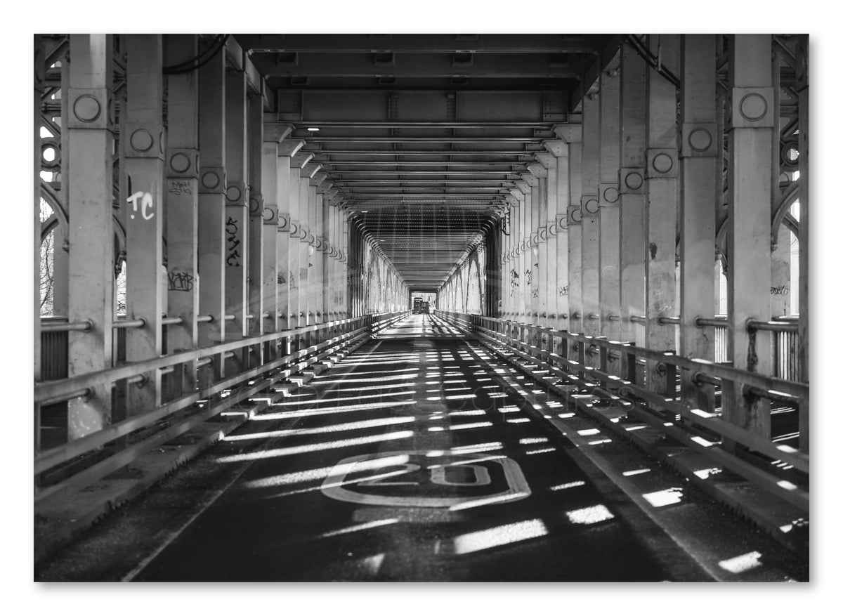 High Level Bridge Road - Newcastle Gateshead - Black and White shown as a canvas print.