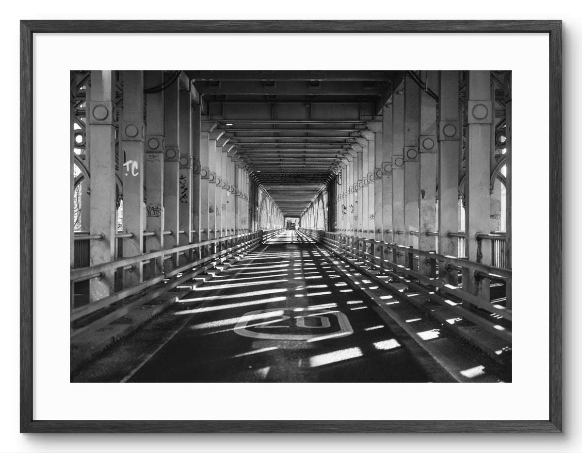 High Level Bridge Road - Newcastle Gateshead - Black and White shown as a framed photographic print.