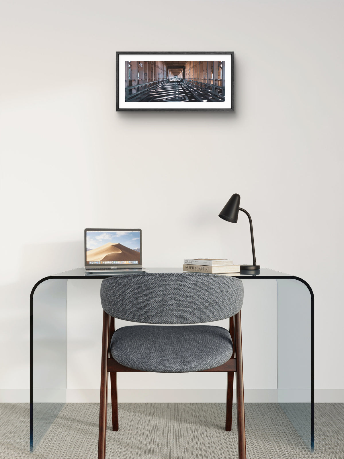 Under the High Level Bridge panoramic print — room display example