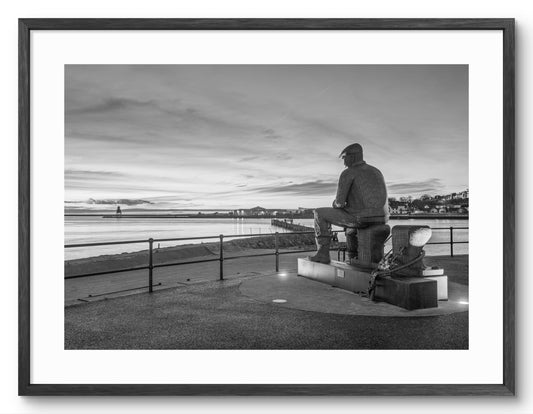 Fiddler's Green Sunrise - North Shields - Black and White shown as a framed photographic print.