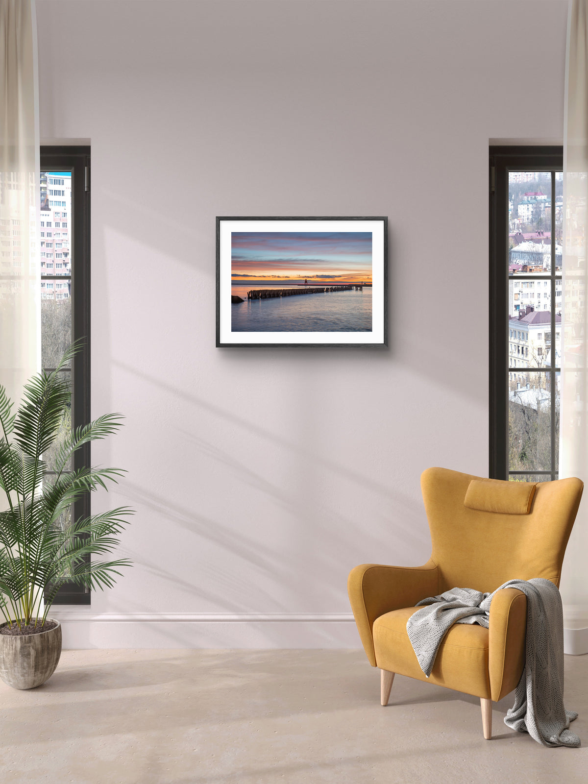 Lloyds Hailing Station - North Shields - The River Tyne wall art displayed in a styled room setting.
