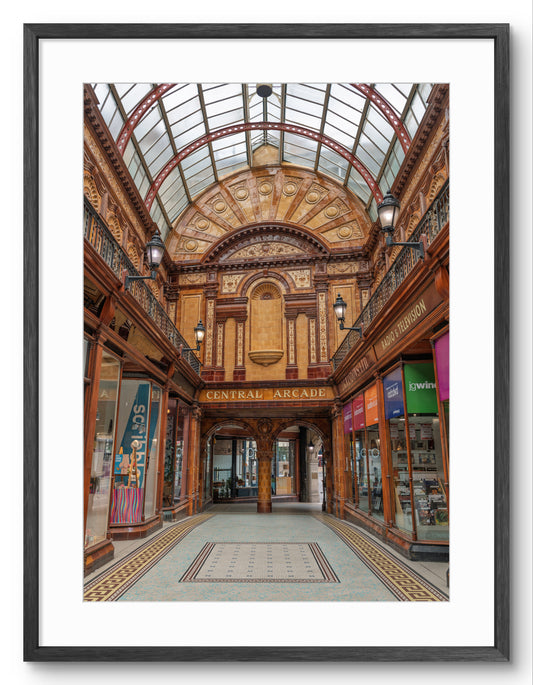 Central Arcade in Newcastle shown as a framed photographic print.