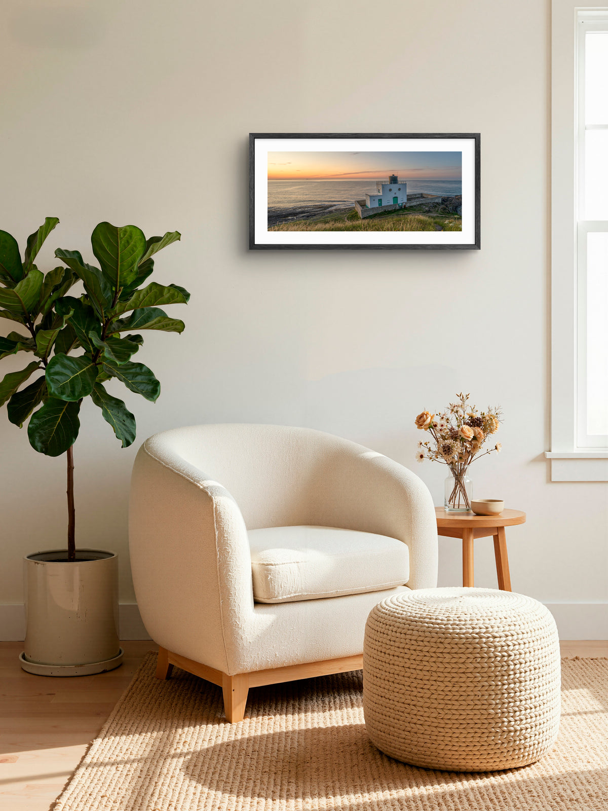 Bamburgh Lighthouse Panoramic Print | Northumberland Coast