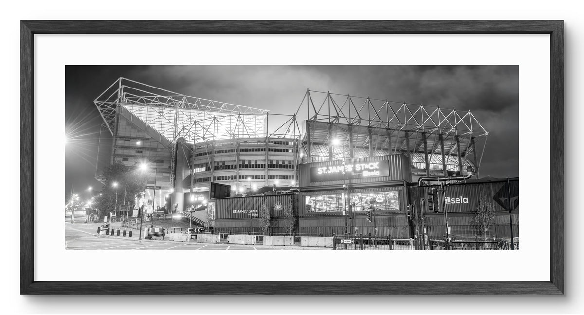 St James’ Park Panoramic Print | Newcastle Black & White