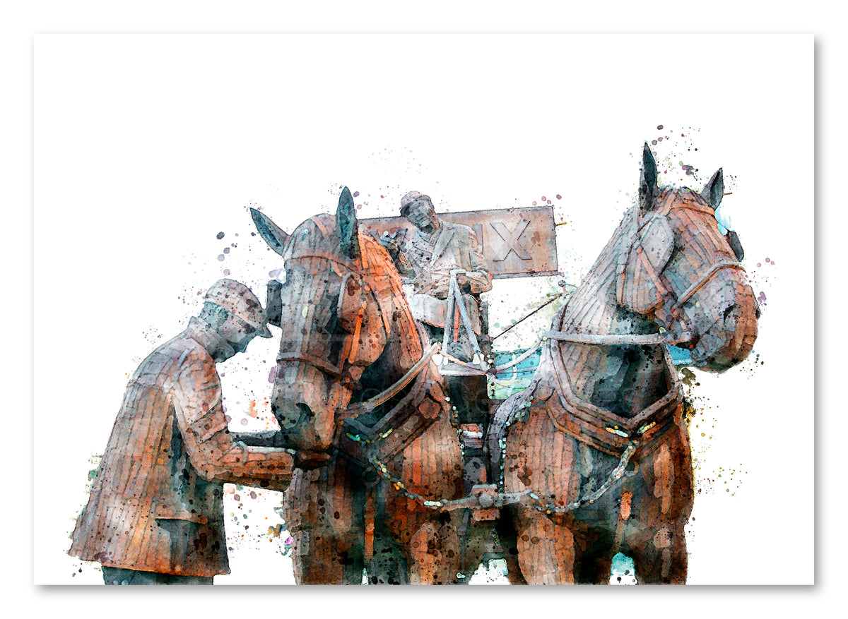 Gan Canny - Digital Watercolour - Vaux Brewery Dray Horses - Sunderland