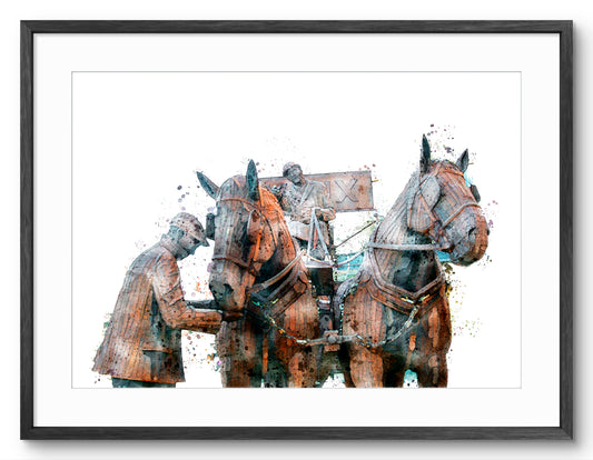 Gan Canny - Digital Watercolour - Vaux Brewery Dray Horses - Sunderland