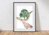 Sycamore Gap Tree & Hadrian's Wall Digital Watercolour, Northumberland