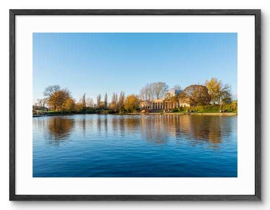 Exhibition Park - Wylam Brewery Lake Reflections - Newcastle shown as a framed photographic print.