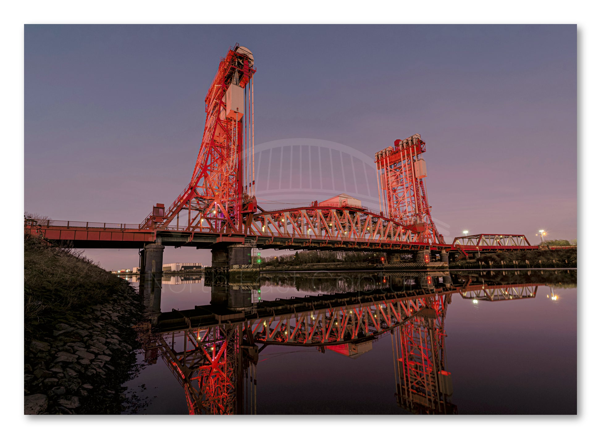 Tees Newport Bridge - River Tees - Teesside shown as a canvas print.