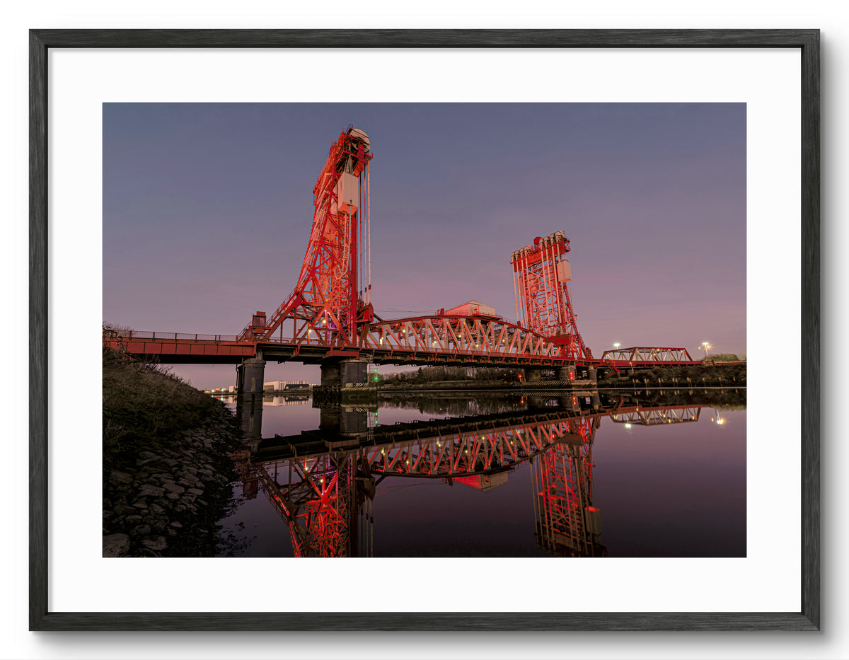 Tees Newport Bridge - River Tees - Teesside shown as a framed photographic print.