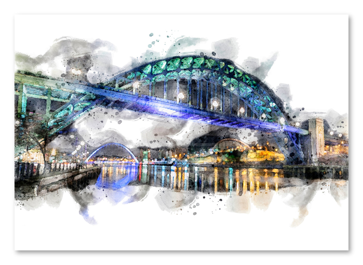 Tyne Bridge - Digital Watercolour - Newcastle - Gateshead