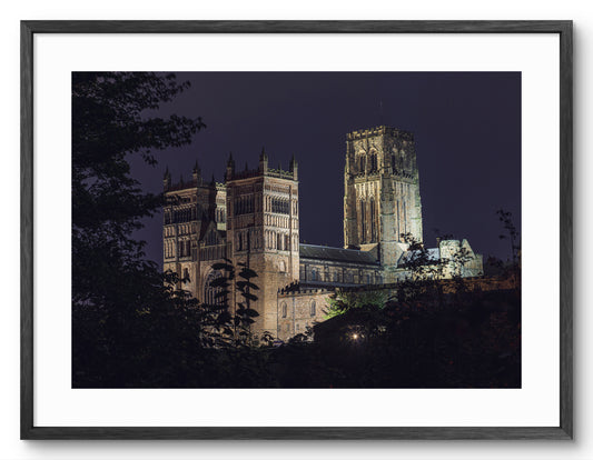 Durham Cathedral - Cathedral at Night - Durham - England shown as a framed photographic print.