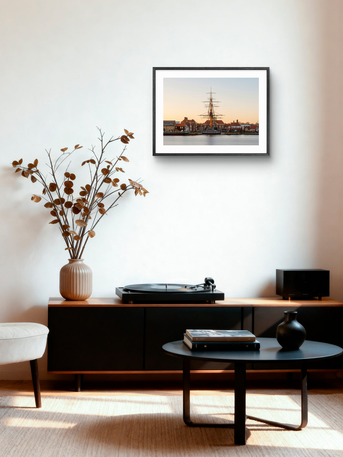 HMS Trincomalee - National Museum of The Royal Navy - Hartlepool wall art displayed in a styled room setting.
