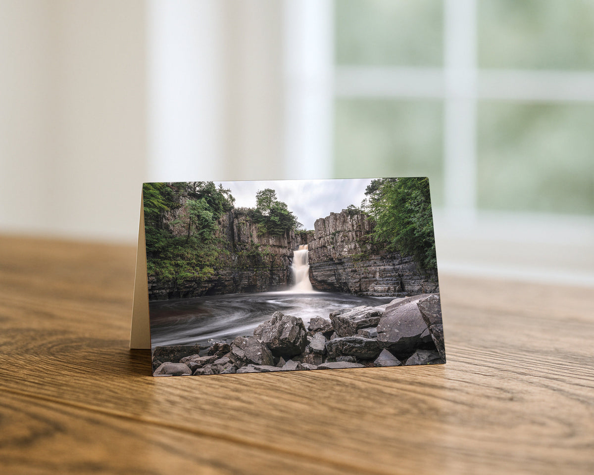 High Force Waterfall blank A5 greetings card, County Durham, by North East Captures