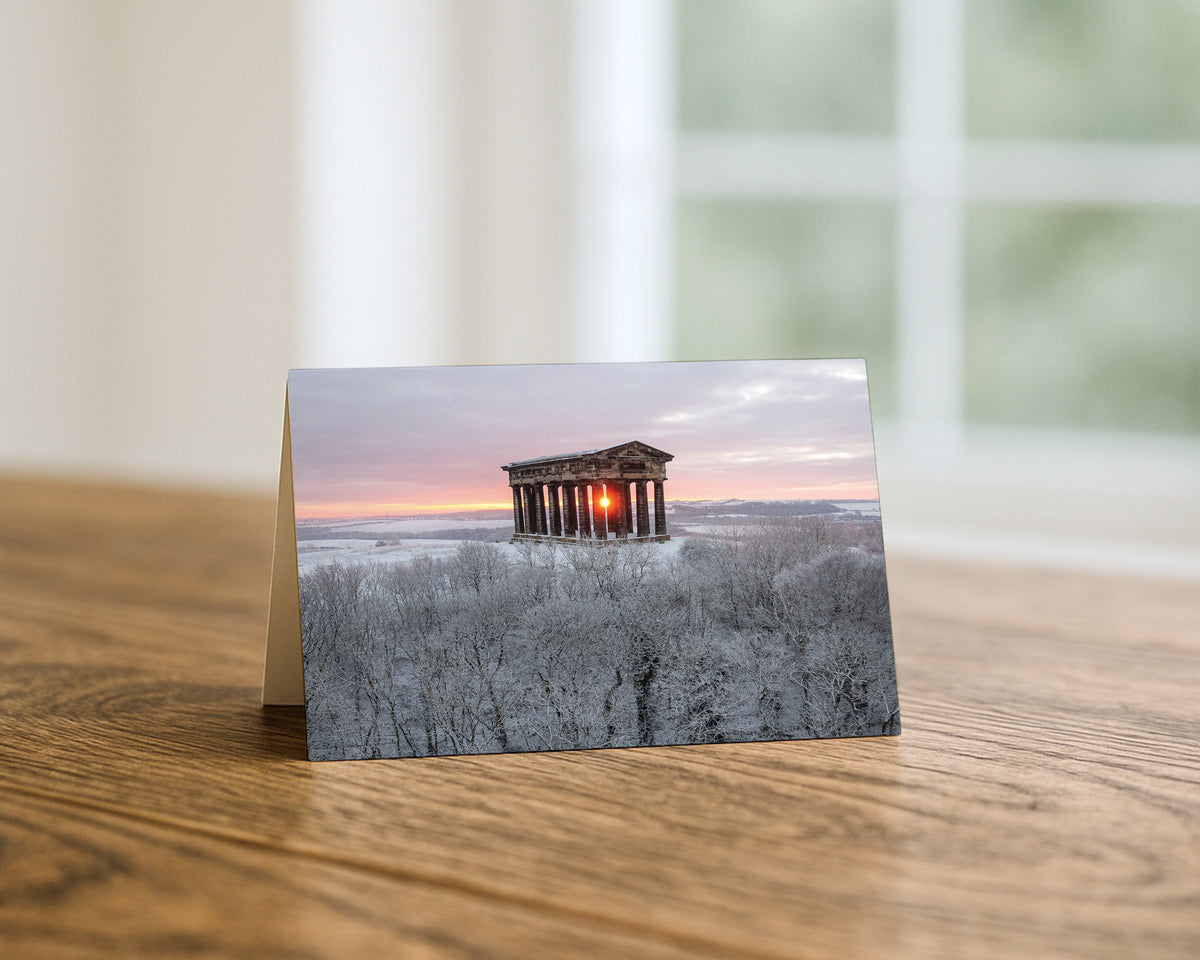 Penshaw Monument in Snow blank A5 greetings card, Sunderland, by North East Captures