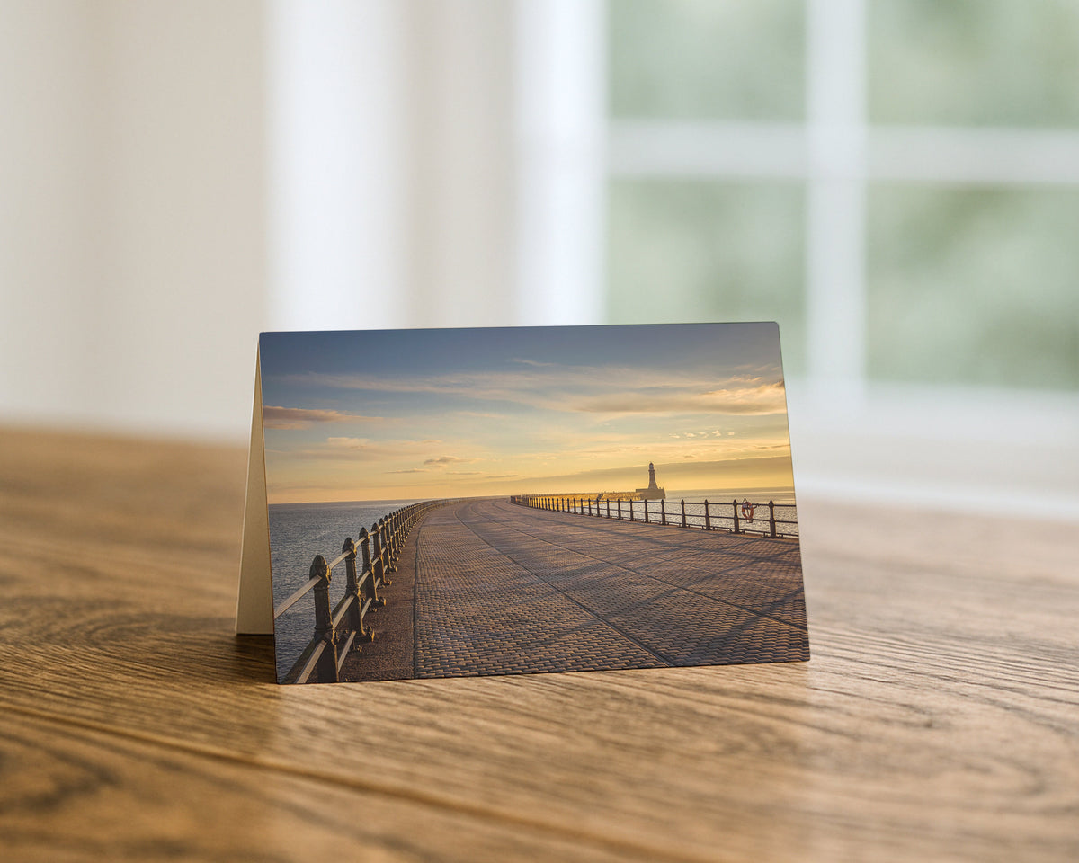 Roker Pier and Lighthouse blank A5 greetings card, Sunderland, by North East Captures