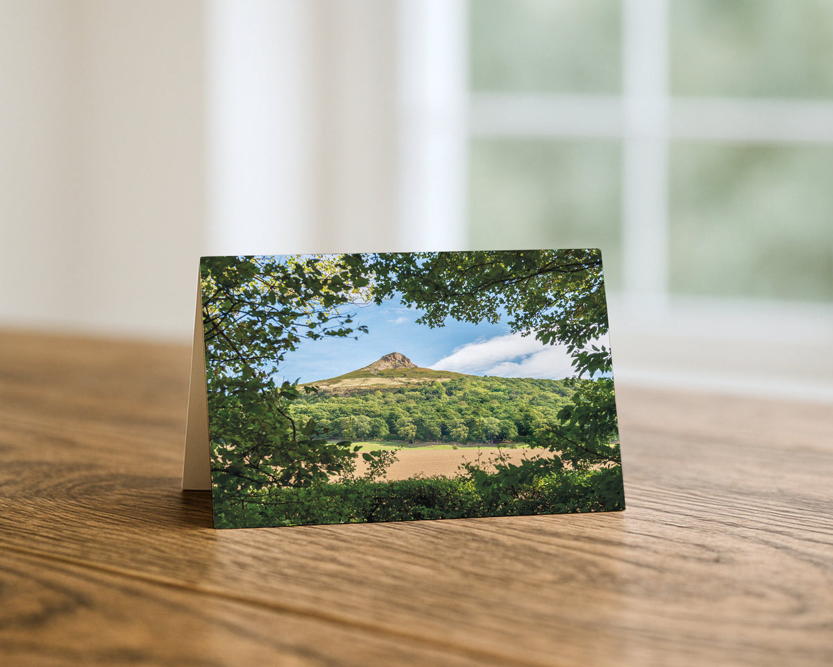 Roseberry Topping Framed by Trees blank A5 greetings card, North Yorkshire, by North East Captures