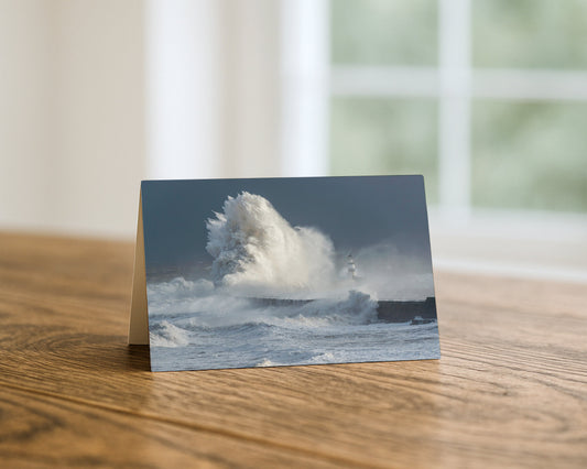 Seaham Storm Wave blank A5 greetings card, County Durham, by North East Captures