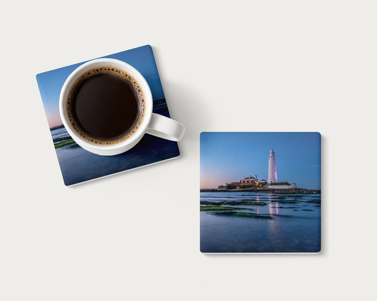 St Mary’s Lighthouse photography coaster featuring Whitley Bay, North Tyneside