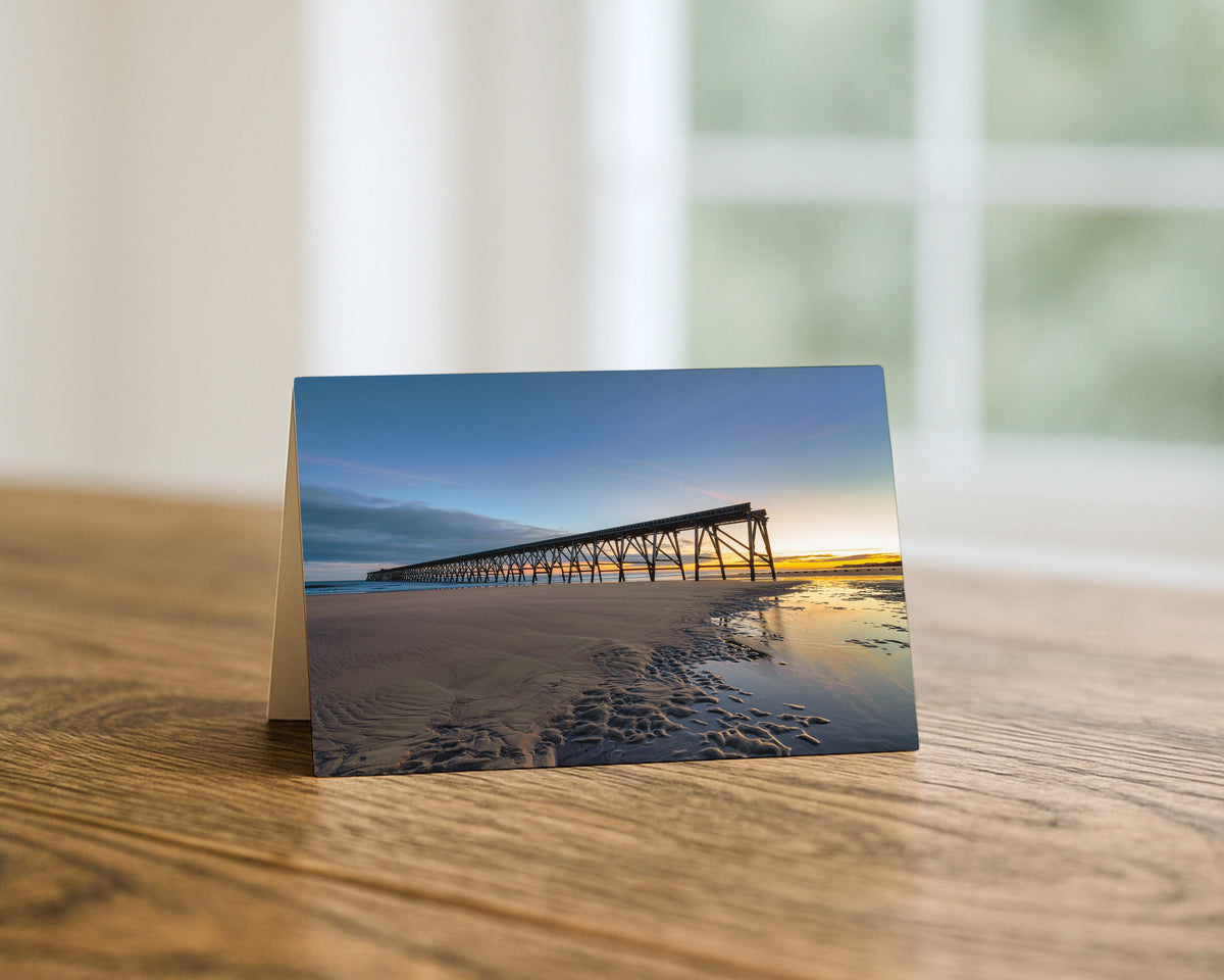 Steetley Pier at Sunrise blank A5 greetings card, Hartlepool, by North East Captures