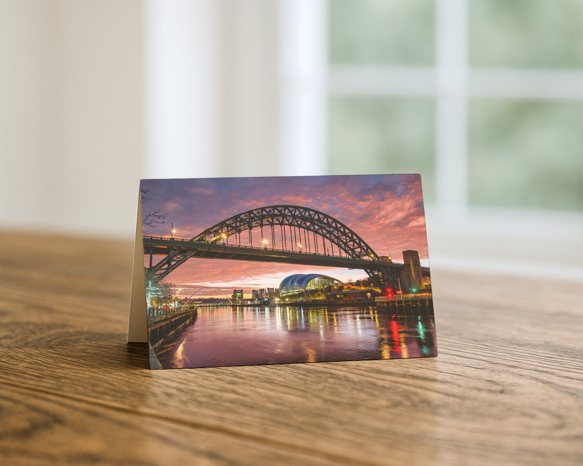 Tyne Bridge at Sunrise blank A5 greetings card, Newcastle and Gateshead, by North East Captures
