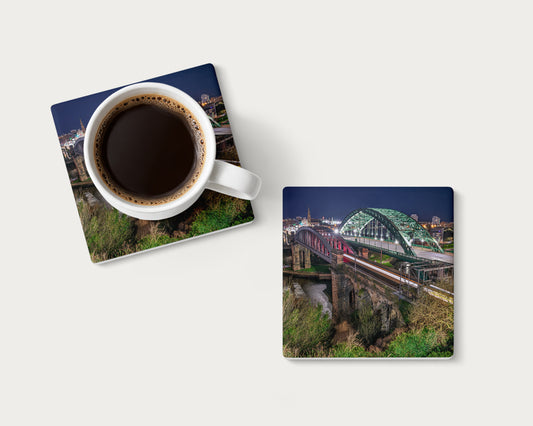 Wearmouth Bridge at Night Coaster | Sunderland Gift.