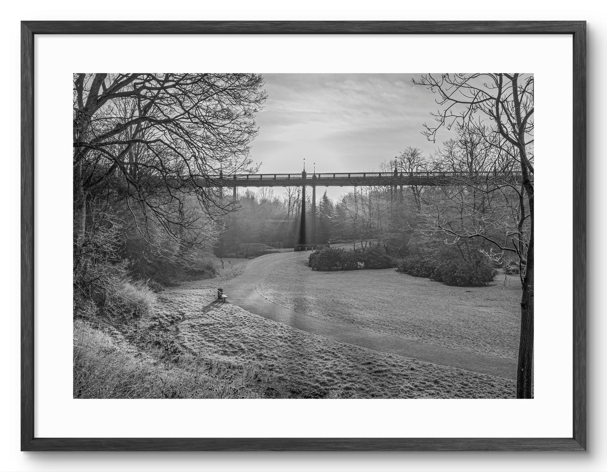 Armstrong Bridge Black & White — black frame with white mount