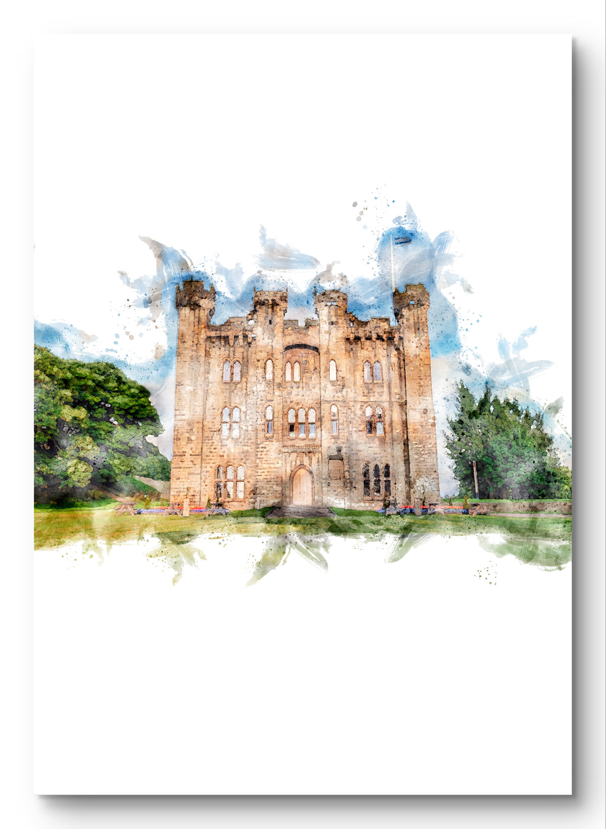 Hylton Castle, portrait digital watercolour artwork preview
