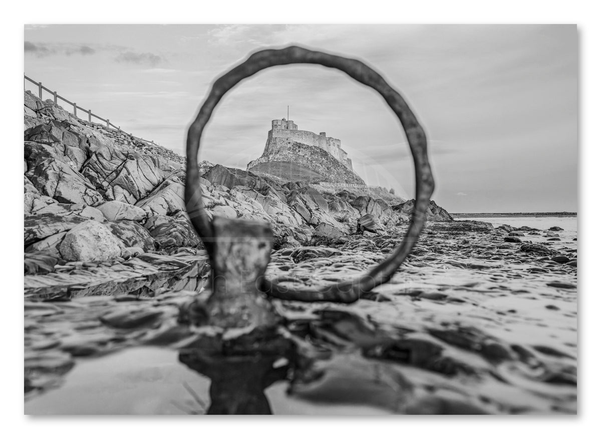 Lindisfarne Castle Mooring Ring Black & White — photograph preview