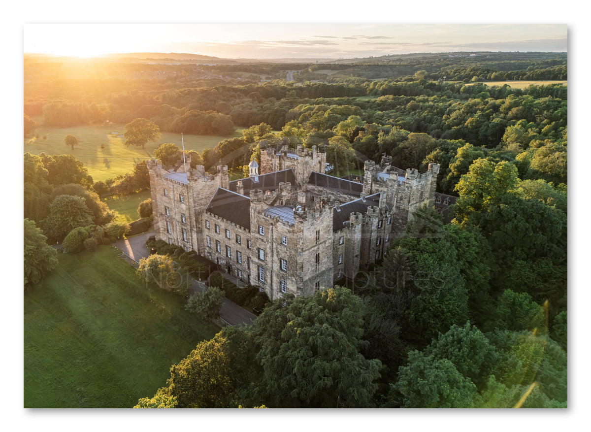 Lumley Castle Aerial Sunset — photograph preview