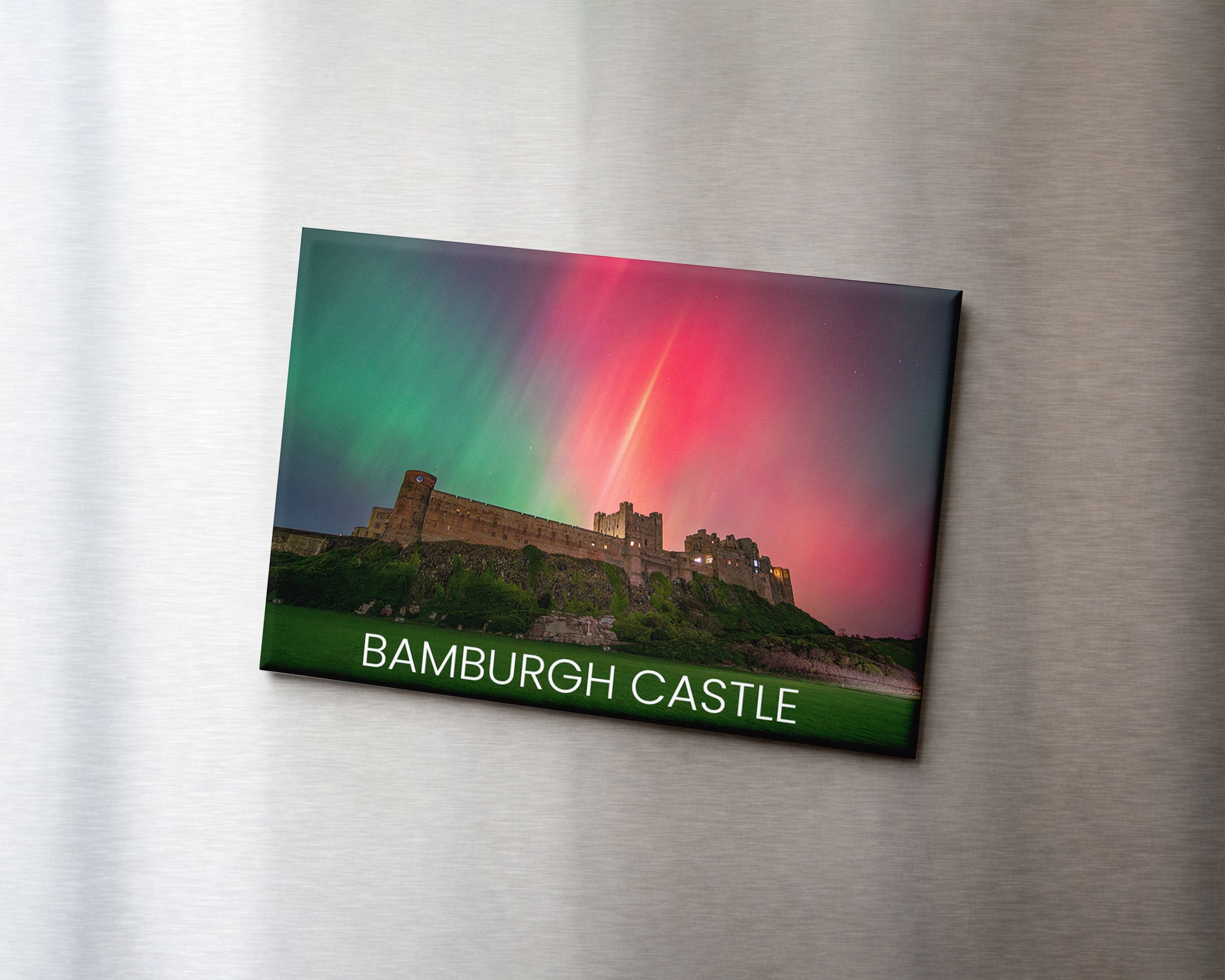 Bamburgh Castle Aurora Magnet 9 x 6.5 cm rectangular photography magnet