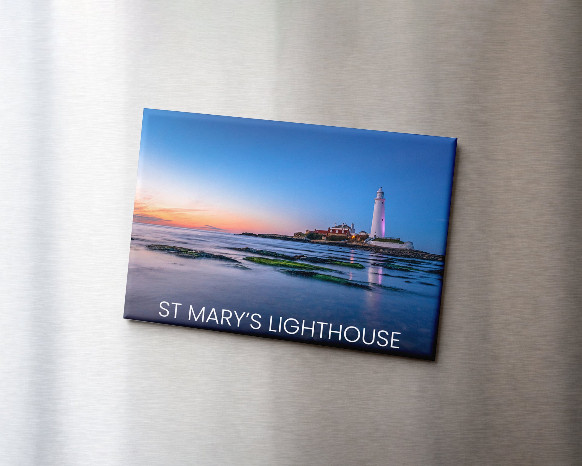 St Mary’s Lighthouse Twilight Magnet 9 x 6.5 cm rectangular photography magnet