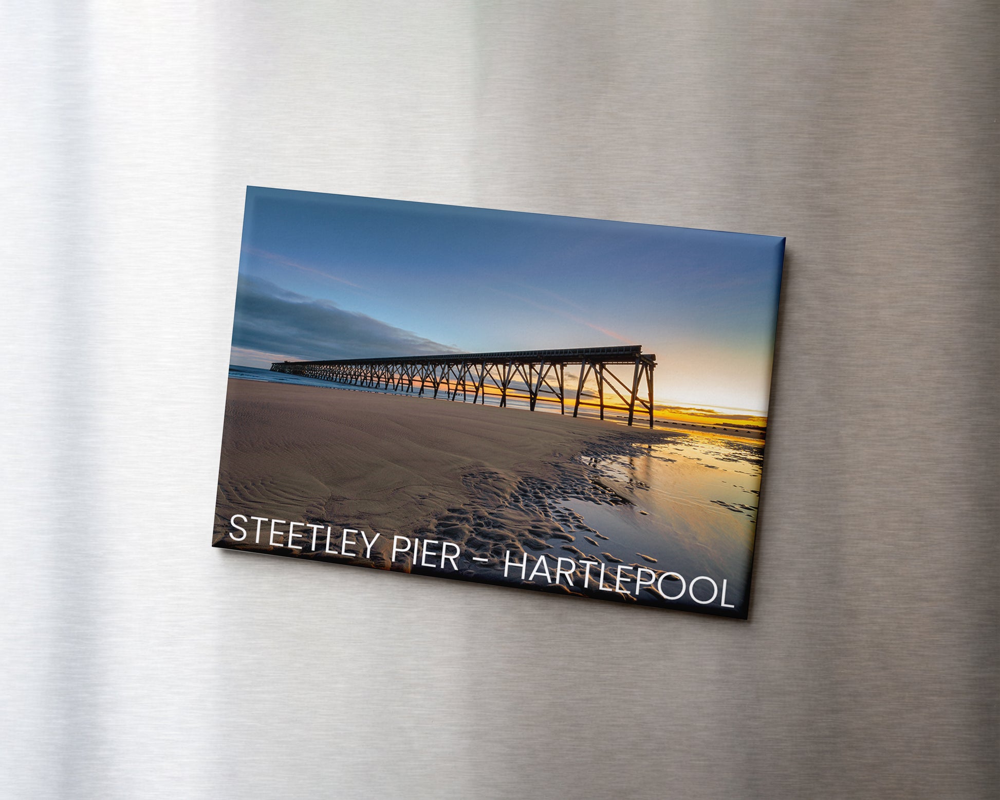 Steetley Pier Sunset Magnet 9 x 6.5 cm rectangular photography magnet