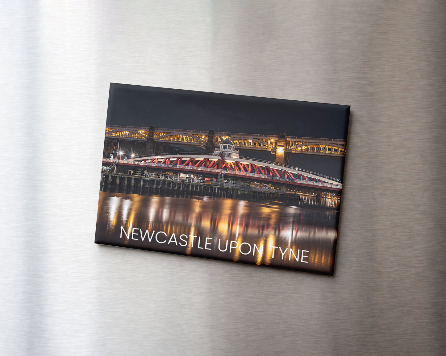 Swing Bridge Night Magnet 9 x 6.5 cm rectangular photography magnet