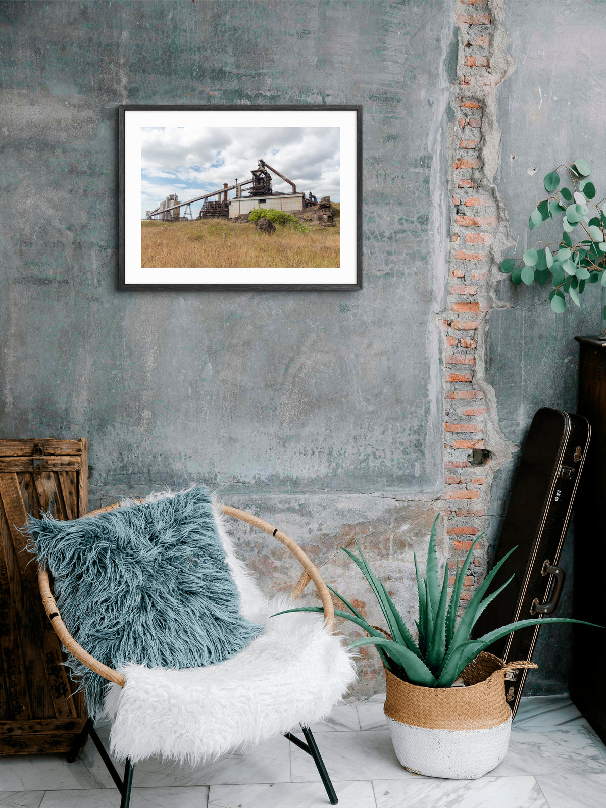 Redcar Blast Furnace — framed artwork shown in a room