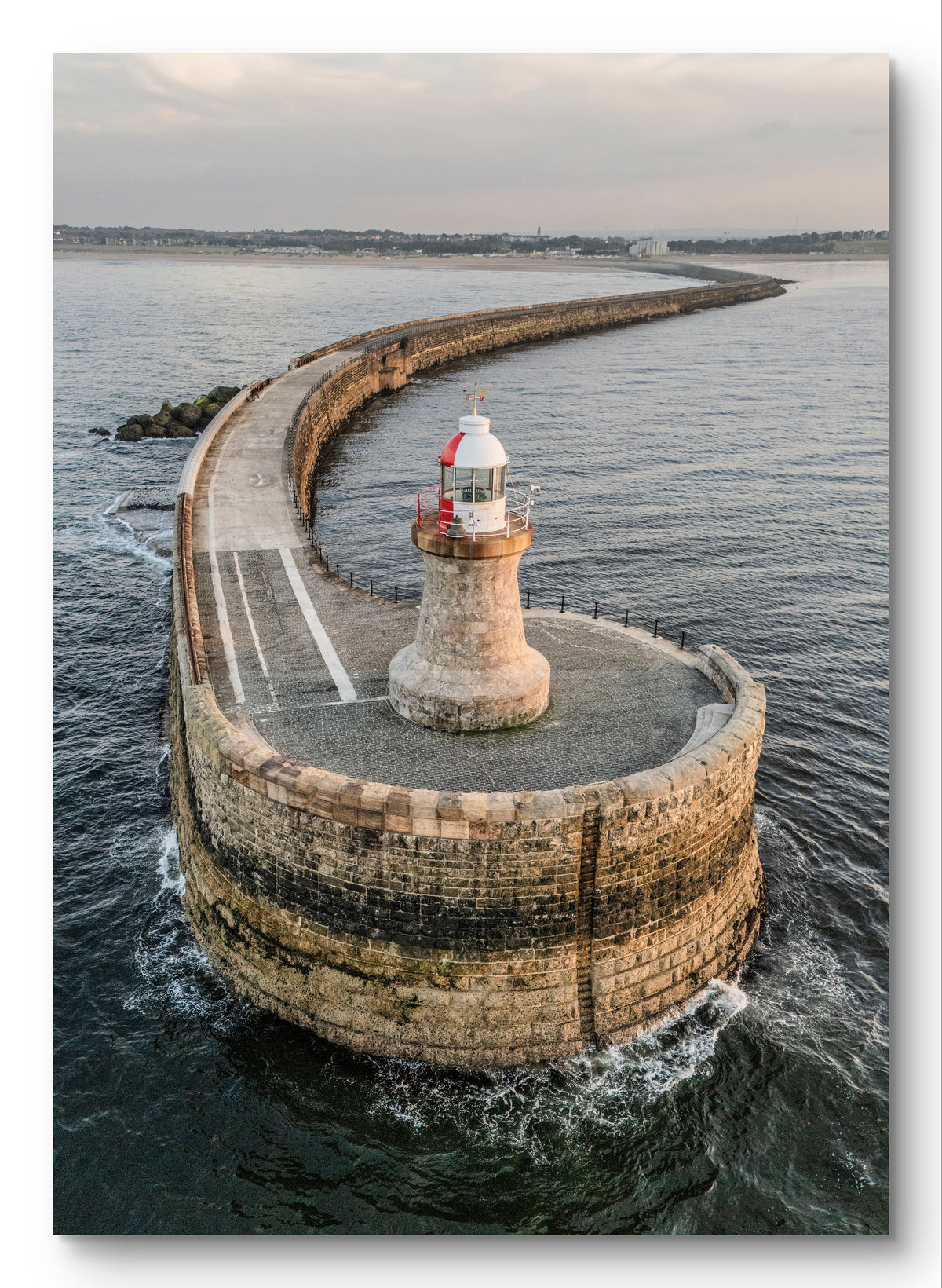 South Shields Pier Lighthouse Aerial Portrait — photograph preview