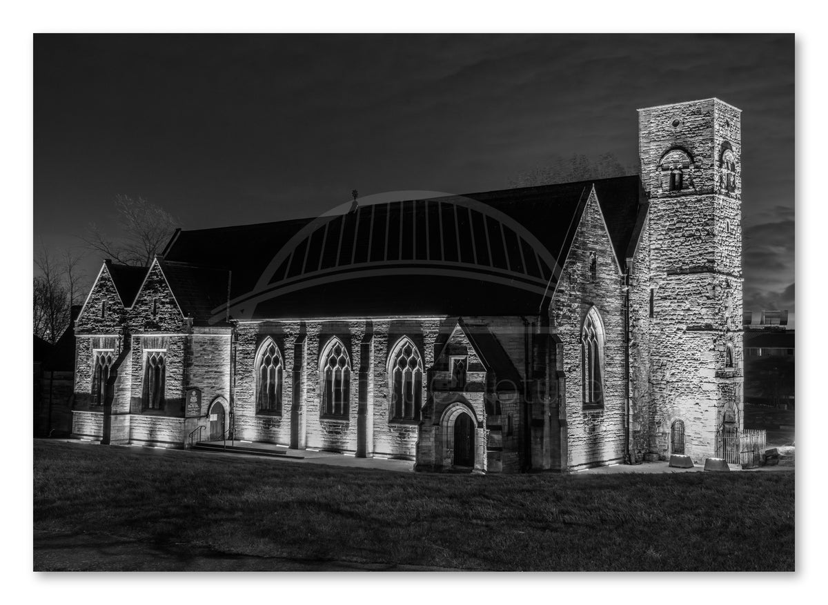 St Peter's Church Night Black & White — photograph preview