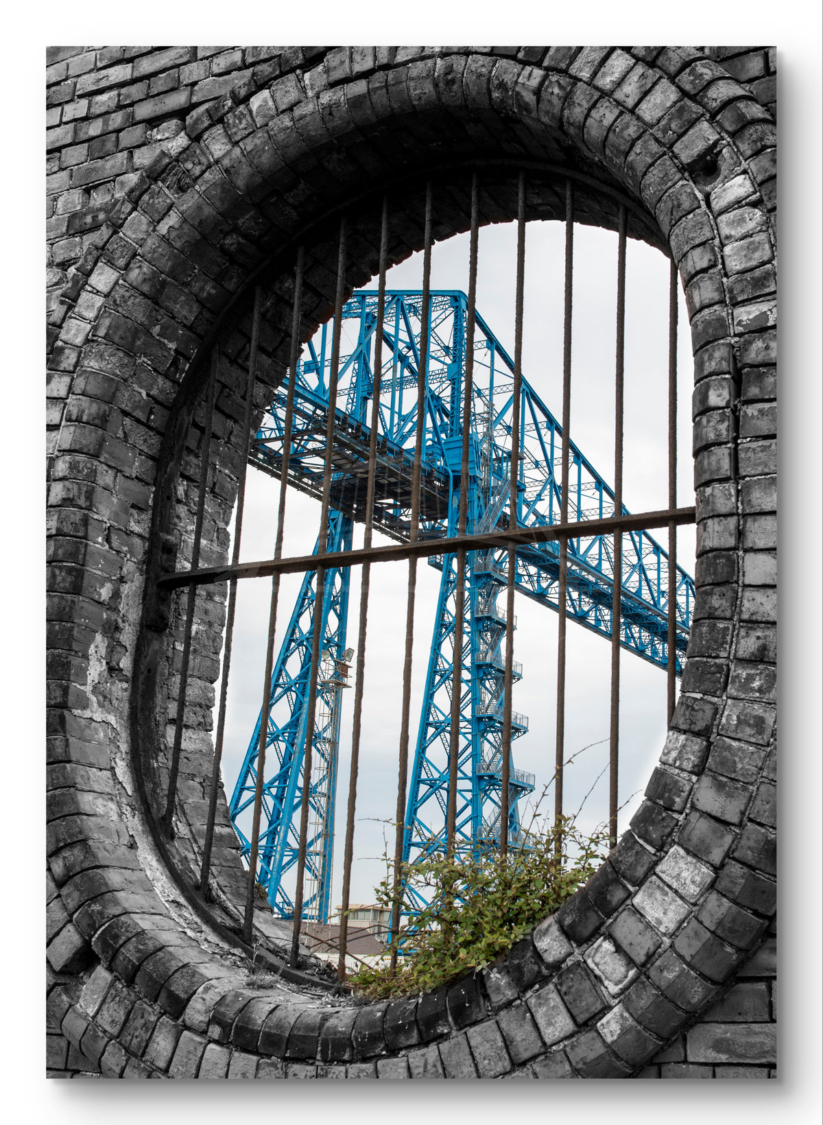 Tees Transporter Bridge Through Brick Arch Portrait — photograph preview