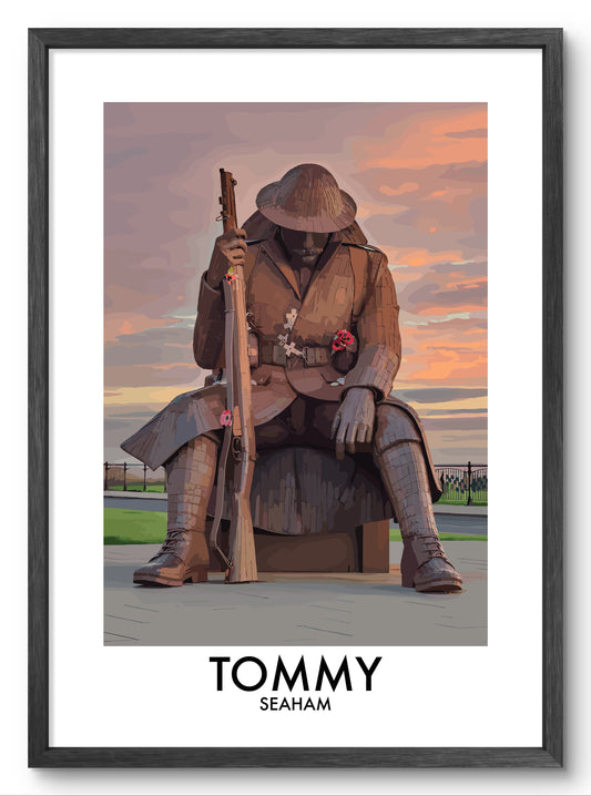 Tommy Seaham Front View vector art print shown in a black frame